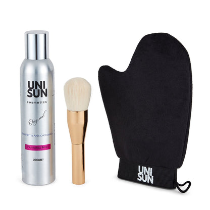 Tanning mitt and mist bundle for a flawless, streak-free application with a perfect glow.